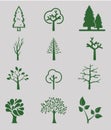 Trees. Collection of design elements. Icons set