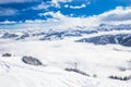Trees covered by fresh snow in Tyrolian Alps from Kitzbuhel ski resort, Austria Royalty Free Stock Photo