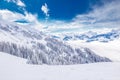 Trees covered by fresh snow in Tyrolian Alps from Kitzbuhel ski resort, Austria Royalty Free Stock Photo