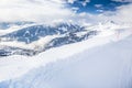 Trees covered by fresh snow in Tyrolian Alps from Kitzbuhel ski resort, Austria Royalty Free Stock Photo