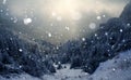 Trees covered with hoarfrost and snow in winter mountains - Chri Royalty Free Stock Photo