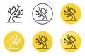 trees with cracked and fallen branches, symbolizing environmental challenges, climate change, or tree damage line art icon set Royalty Free Stock Photo