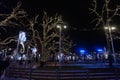 Trees decorated for Christmas. Beautiful illumination.