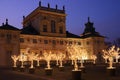 Trees decorated with lights. Golden trees. WilanÃÂ³w Palace in Warsaw