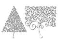 Trees of different shapes of curls. Design element. Concept logo.