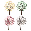 trees four seasons. Winter spring summer fall. Vector illustration.