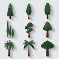 Trees garden tree plants decoration icons flat design Royalty Free Stock Photo