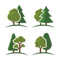 Trees Group Logo Set on White Background. Vector