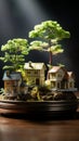 Trees grow on piles of money and energy-saving charts on home models