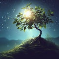 Trees growing from the ground to synthesize sunlight. Royalty Free Stock Photo