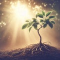 Trees growing from the ground to synthesize sunlight. Royalty Free Stock Photo