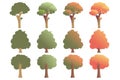 Set of trees in various shapes, isolated on white background. Vector illustration, EPS 10. Royalty Free Stock Photo