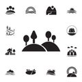 trees on a hill icon. Detailed set of landscapes icons. Premium graphic design. One of the collection icons for websites, web Royalty Free Stock Photo