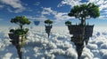 Trees and Hovering Cloud Islands Near Ground. Generative Ai Royalty Free Stock Photo