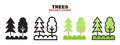 Trees icon set with different styles. Editable stroke and pixel perfect. Can be used for web, mobile, ui and more Royalty Free Stock Photo