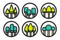 Trees in line art style. Forest, park and garden tree icon. Modern filled bold outline icons set of forest. Linear pictograms for