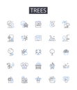 Trees line icons collection. Forest, Woodland, Grove, Orchard, Plantation, Copse, Stand vector and linear illustration