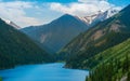 Trees Mountain Lake Kolsai in Kazakhstan, Central Asia Travel Destination Royalty Free Stock Photo