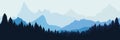 Trees and mountains landscape. Panoramic view. Vector illustration. Background wallpaper. Theme Royalty Free Stock Photo