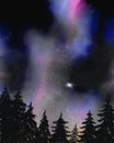 Aquarell galaxy with forest