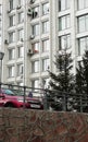 Trees at the office building in Krasnoyarsk