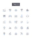 Trees line icons collection. Forest, Woodland, Grove, Orchard, Plantation, Copse, Stand vector and linear illustration