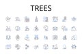 Trees line icons collection. Forest, Woodland, Grove, Orchard, Plantation, Copse, Stand vector and linear illustration