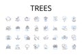 Trees line icons collection. Forest, Woodland, Grove, Orchard, Plantation, Copse, Stand vector and linear illustration