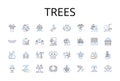 Trees line icons collection. Forest, Woodland, Grove, Orchard, Plantation, Copse, Stand vector and linear illustration