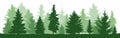 Trees pine, fir, spruce, christmas tree. Coniferous forest, vector silhouette Royalty Free Stock Photo
