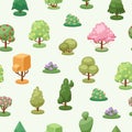 Trees plant element seamless pattern, vector illustration. Decorative ecology creative style, flat seasonal growth