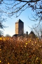 Trees and colorful plants in front of Lichtenberg Castle