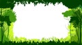 Trees plants frame. Vector illustration. Landscape. Background forest, branches, shrubs and grass. Scenery summer day.