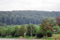 Trees plants grass and greenery in the highway of Rosenheim new autobahn Germany Royalty Free Stock Photo