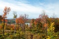 Trees with red and orange leaves during Indian Summer in Quebec, Canada