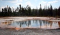 Trees reflecting in the Emerald Pool hot spring in the Black Sand Geyser Basin in Yellowstone National Park USA Royalty Free Stock Photo