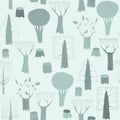 Trees seamless pattern tapestry in blue