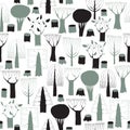 Trees seamless pattern tapestry in grey