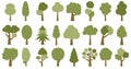 Trees in shades of green. Collection of illustrations of trees. Wood for every taste. Abstraction of trees