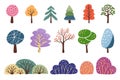 Trees and shrubs cute colorful cartoon