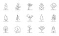 Trees Sign Black Thin Line Icon Set. Vector