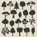 Trees silhouette icons set Royalty Free Stock Photo