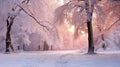 Trees in snow landscape background. Beautiful winter forest. Hello Winter concept Royalty Free Stock Photo