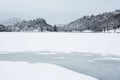 Trees in the snow. Winter landscape. Europe. Frozen lake Royalty Free Stock Photo