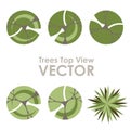 Trees top view vector icons