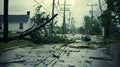 Trees uprooted and thrown about power lines down and sparking a scene of utter destruction in the aftermath of the