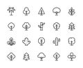 Trees vector linear icons set. Isolated icon collection on white background. Wood symbol vector set Royalty Free Stock Photo