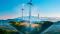 Trees and wind turbines in the background Royalty Free Stock Photo