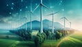 Trees and wind turbines in the background Royalty Free Stock Photo