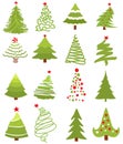 Christmas green tree icon set Royalty Free Stock Photo